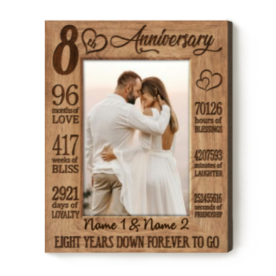 Eight Years Down Forever To Go - 8 Years Anniversary Custom Photo Canvas - 8th Wedding Anniversary Gift
