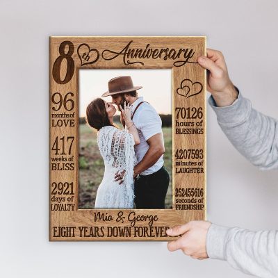 Eight Years Down Forever To Go - 8 Years Anniversary Custom Photo Canvas - 8th Wedding Anniversary Gift