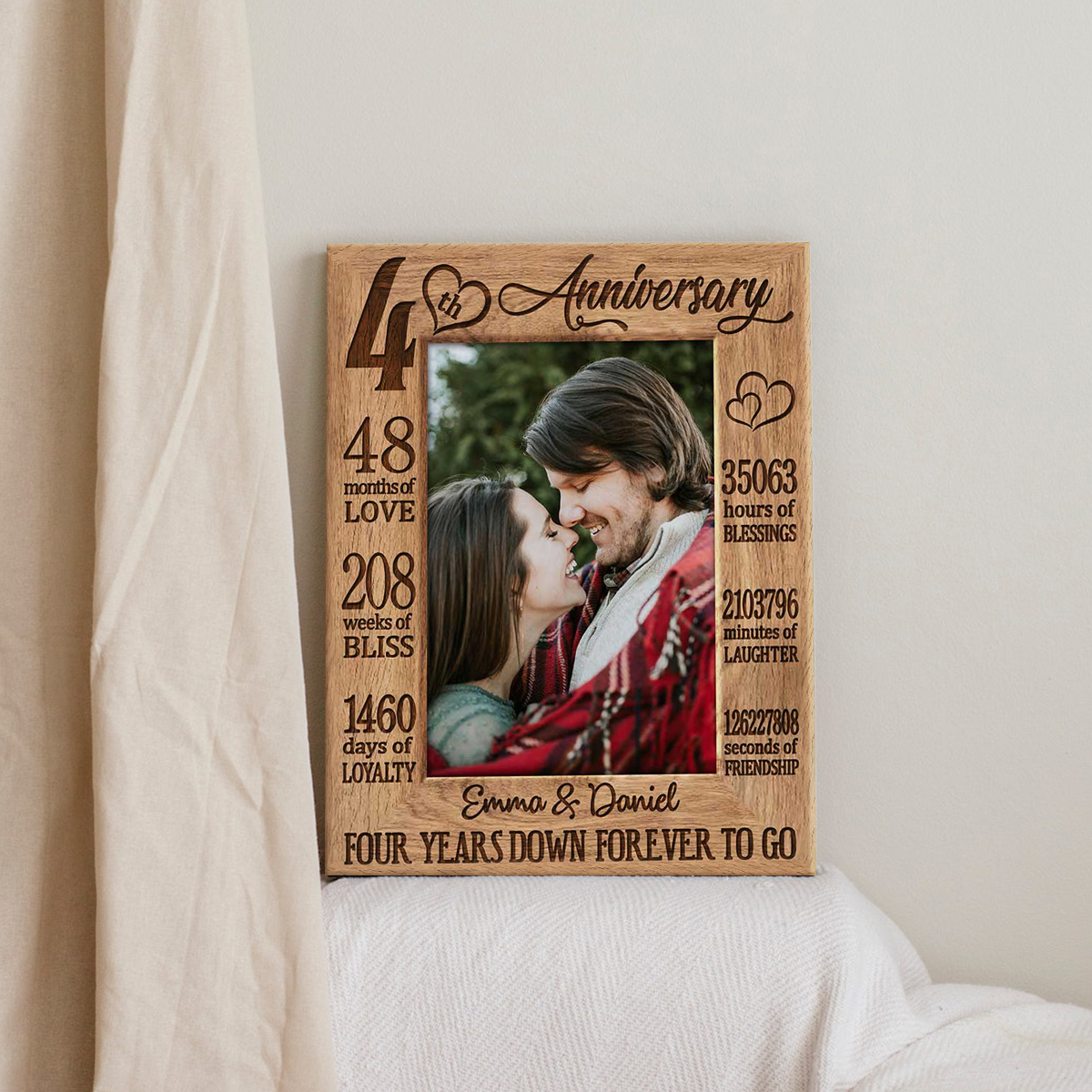 Four Years Down Forever To Go - 4 Years Anniversary Custom Photo Canvas - 4th Wedding Anniversary Gift 1 Four Years Down Forever To Go - 4 Years Anniversary Custom Photo Canvas - 4th Wedding Anniversary Gift