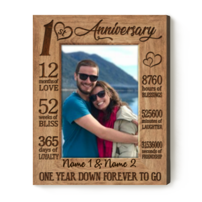 One Years Down Forever To Go - 1st Anniversary Custom Photo Canvas - First Wedding Anniversary Gift
