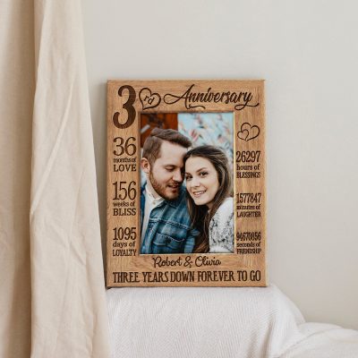 Three Years Down Forever To Go - 3 Years Anniversary Custom Photo Canvas - 3rd Wedding Anniversary Gift