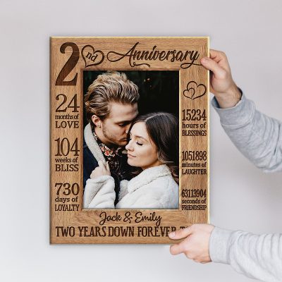 Two Years Down Forever To Go - 2 Years Anniversary Custom Photo Canvas - 2nd Wedding Anniversary Gift