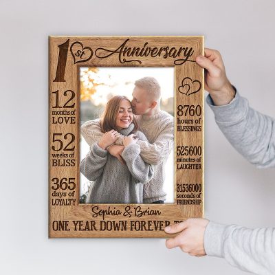 One Years Down Forever To Go - 1st Anniversary Custom Photo Canvas - First Wedding Anniversary Gift
