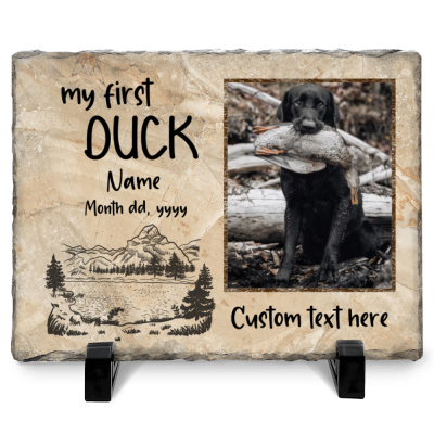 My First Duck - Personalized Duck Hunting Photo Slate - Duck Hunter Gift - Hunting Memory Keepsake