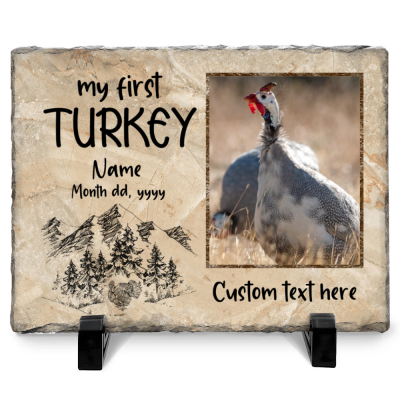 My First Turkey - Personalized Turkey Hunting Photo Slate - Turkey Hunter Gifts - 1st Turkey Hunting Memory Keepsake