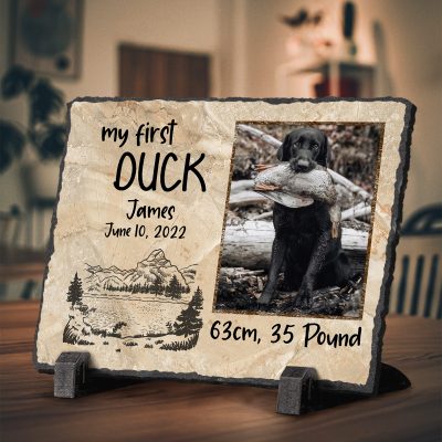 My First Duck - Personalized Duck Hunting Photo Slate - Duck Hunter Gift - Hunting Memory Keepsake