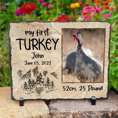 My First Turkey - Personalized Turkey Hunting Photo Slate - Turkey Hunter Gifts - 1st Turkey Hunting Memory Keepsake