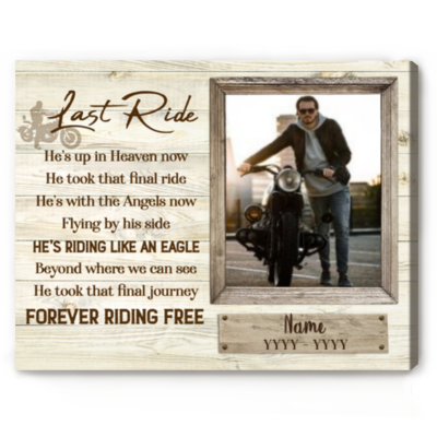 last rider - motorcycle rider custom memorial photo canvas print - biker remembrance gifts
