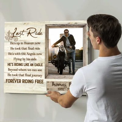 last rider - motorcycle rider custom memorial photo canvas print - biker remembrance gifts