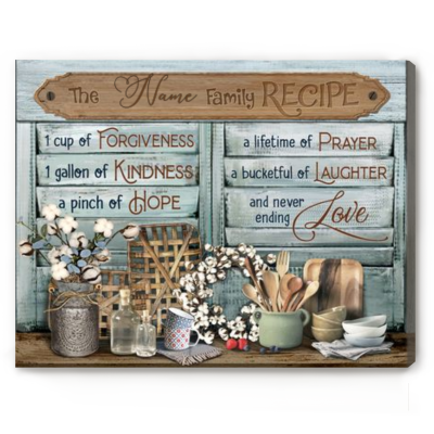 Custom Family Recipe Kitchen Sign - Farmhouse Kitchen Wall Decor - Kitchen Gifts For Mom For Grandma