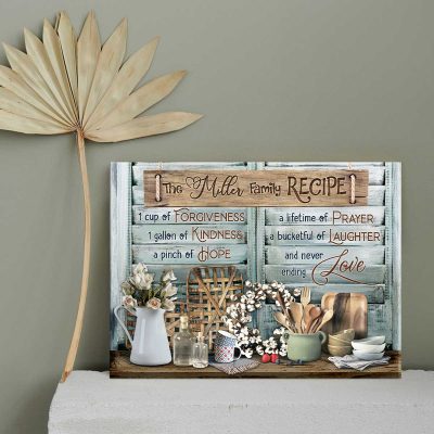 Custom Family Recipe Kitchen Sign - Farmhouse Kitchen Wall Decor - Kitchen Gifts For Mom For Grandma