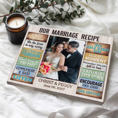 Our Marriage Recipe - Custom Photo Canvas For Wedding Gift - Gifts For Just Married Couple