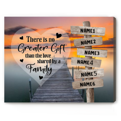 personalized street sign family multi-name canvas - one gift whole family - sunset lake landscape wall art