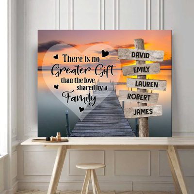 personalized street sign family multi-name canvas - one gift whole family - sunset lake landscape wall art
