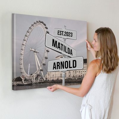 new york intersection sign canvas - custom couple's name and date on street sign - wedding anniversary valentines gifts