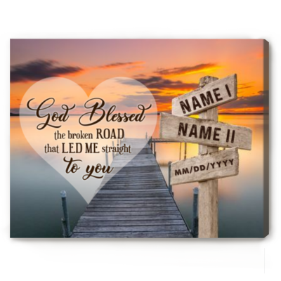 Custom Beach Sunset Two Last Names Cross Street Sign - All Of Me Loves All Of You Sign - Custom Valentines Gifts