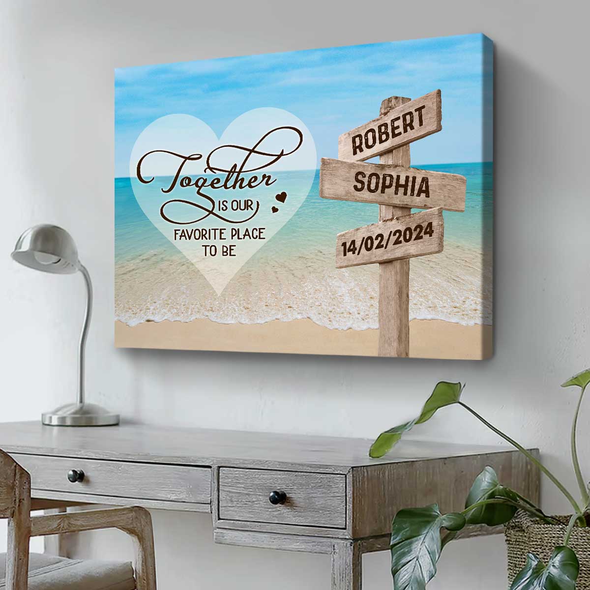 Custom Beach Ocean Street Sign With Names And Date - Beach Theme Valentines  Gift For Couple - Together Is Our Favorite Place To Be - Unique  Personalized Gifts \u0026 Home Decor, image size:1200x1200