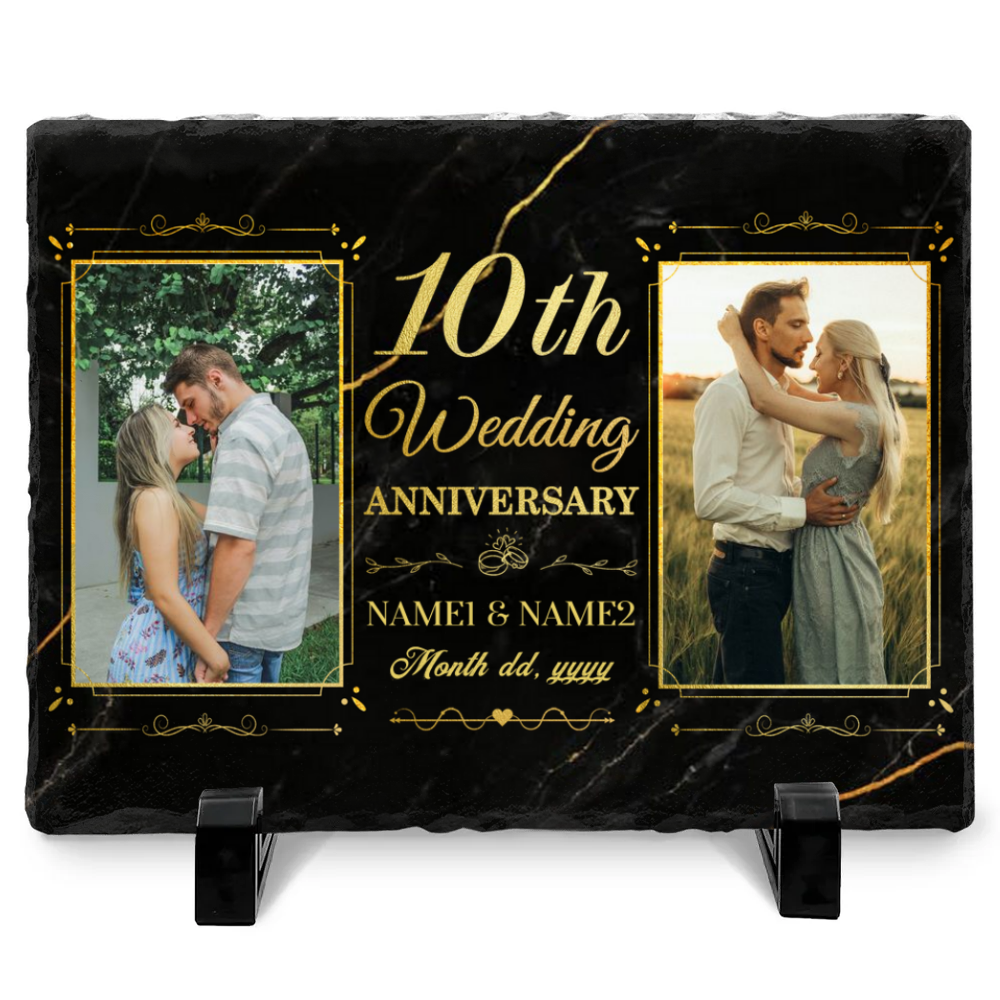 10th Wedding Anniversary Personalized Couple Photo Slale - Custom Ten Year Anniversary Stone - 10 Year Anniversary Gifts