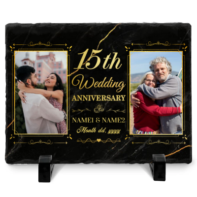 15th Wedding Anniversary Personalized Couple Photo Slale - Custom 15 Year Anniversary Stone - 15th Anniversary Gift Ideas
