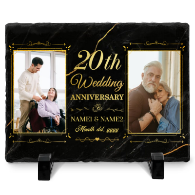 20th Wedding Anniversary Personalized Couple Photo Slale - Custom 20 Year Anniversary Stone - 20th Anniversary Gift Ideas