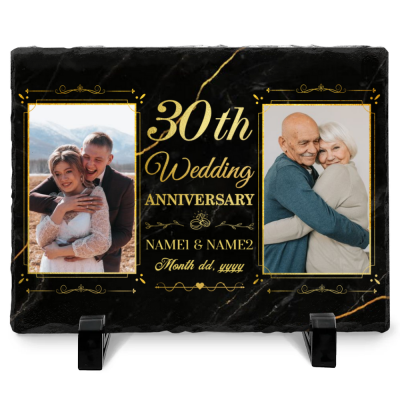30th Wedding Anniversary Personalized Couple Photo Slale - Custom 30 Year Anniversary Stone - 30th Anniversary Gift Ideas