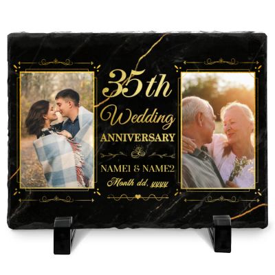 35th Wedding Anniversary Personalized Couple Photo Slale - Custom 35 Year Anniversary Stone - 35th Anniversary Gift Ideas