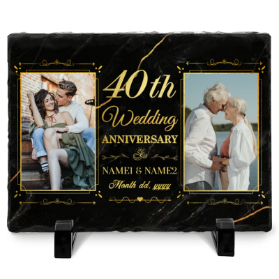 40th Wedding Anniversary Personalized Couple Photo Slale - Custom 40 Year Anniversary Stone - 40th Anniversary Gift Ideas