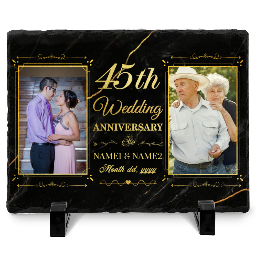 45th Wedding Anniversary Personalized Couple Photo Slale - Custom 45 Year Anniversary Stone - 45th Anniversary Gift Ideas