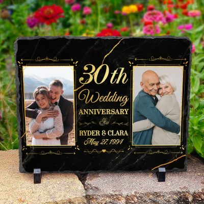 30th Wedding Anniversary Personalized Couple Photo Slate - Custom 30 Year Anniversary Stone - 30th Anniversary Gift Ideas