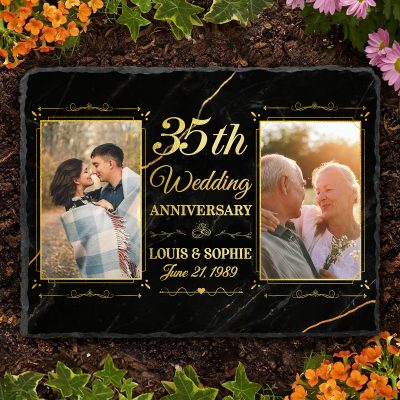 35th Wedding Anniversary Personalized Couple Photo Slate - Custom 35 Year Anniversary Stone - 35th Anniversary Gift Ideas