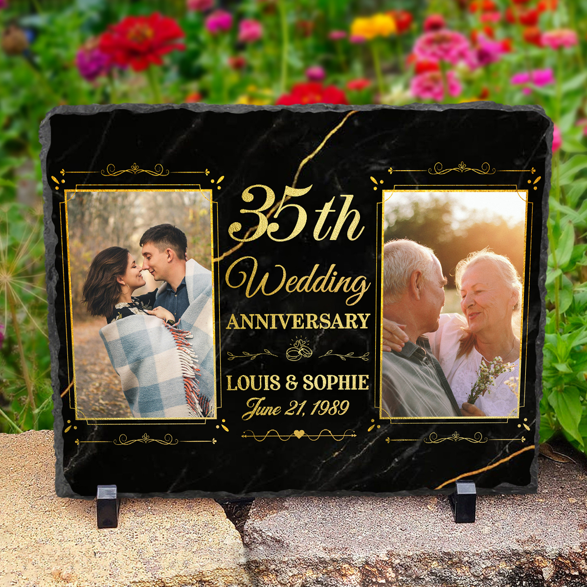 35th Wedding Anniversary Personalized Couple Photo Slate - Custom 35 Year Anniversary Stone - 35th Anniversary Gift Ideas 1 35th Wedding Anniversary Personalized Couple Photo Slate - Custom 35 Year Anniversary Stone - 35th Anniversary Gift Ideas