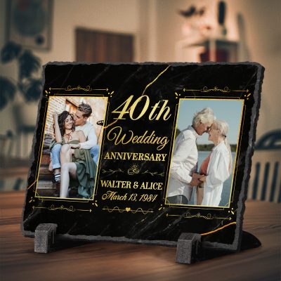 40th Wedding Anniversary Personalized Couple Photo Slate - Custom 40 Year Anniversary Stone - 40th Anniversary Gift Ideas