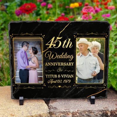 45th Wedding Anniversary Personalized Couple Photo Slate - Custom 45 Year Anniversary Stone - 45th Anniversary Gift Ideas