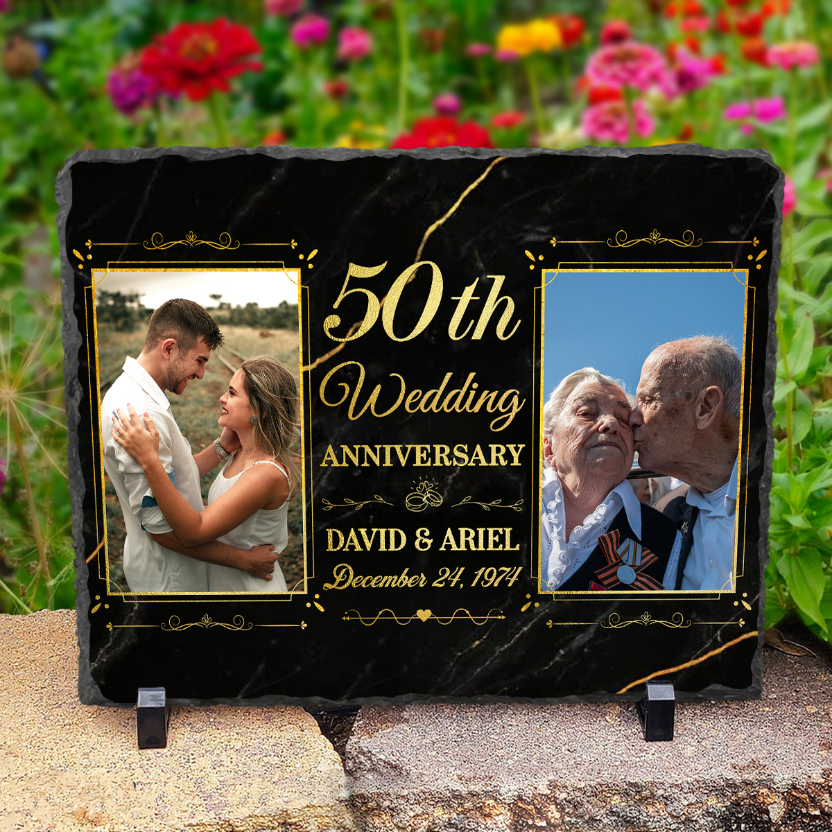 50th Wedding Anniversary Personalized Couple Photo Slate - Custom 50 Year Anniversary Stone - Golden Anniversary Gifts For Parents 1 50th Wedding Anniversary Personalized Couple Photo Slate - Custom 50 Year Anniversary Stone - Golden Anniversary Gifts For Parents