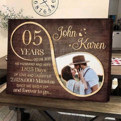 5-Years Anniversary Infinity Love Custom Photo Canvas, Fifth Wedding Anniversary Gift, Unique 5-Year Anniversary Gifts