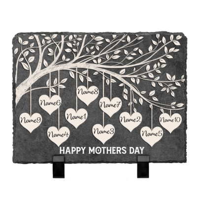Custom Family Tree Hanging Hearts Stone Rectangle Slate-Personalized Family Tree w/Names For Mothers Day Gifts-Anniversary Gifts For Parents