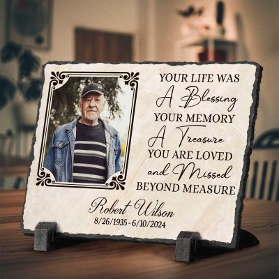 Memorial Stone With Picture - Personalized Memorial Gift - Remembrance Gifts - Loss Of Dad Gift - Gifts For Loss Of Mom