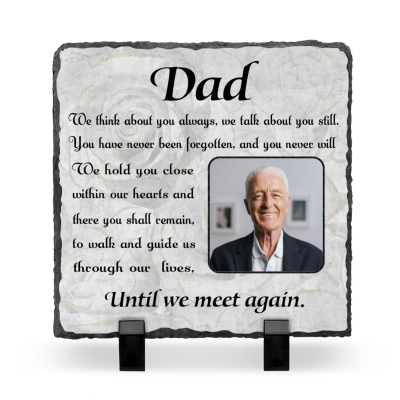 Dad Custom Photo Stone - Memorial Garden Stones For Dad - In Loving Memory Dad Gifts