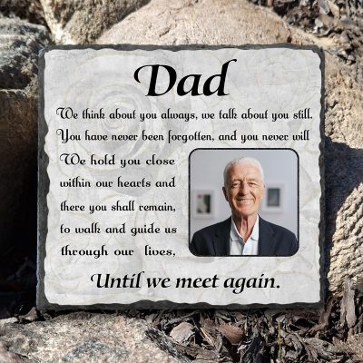 Dad Custom Photo Stone - Memorial Garden Stones For Dad - In Loving Memory Dad Gifts