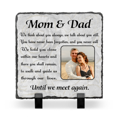 BEST SELLERS 75 Mom And Dad Custom Photo Stone - Personalized Memorial Stone For Loss Of Mom and Dad - Gift For Someone Who Lost A Grandparent, Parent