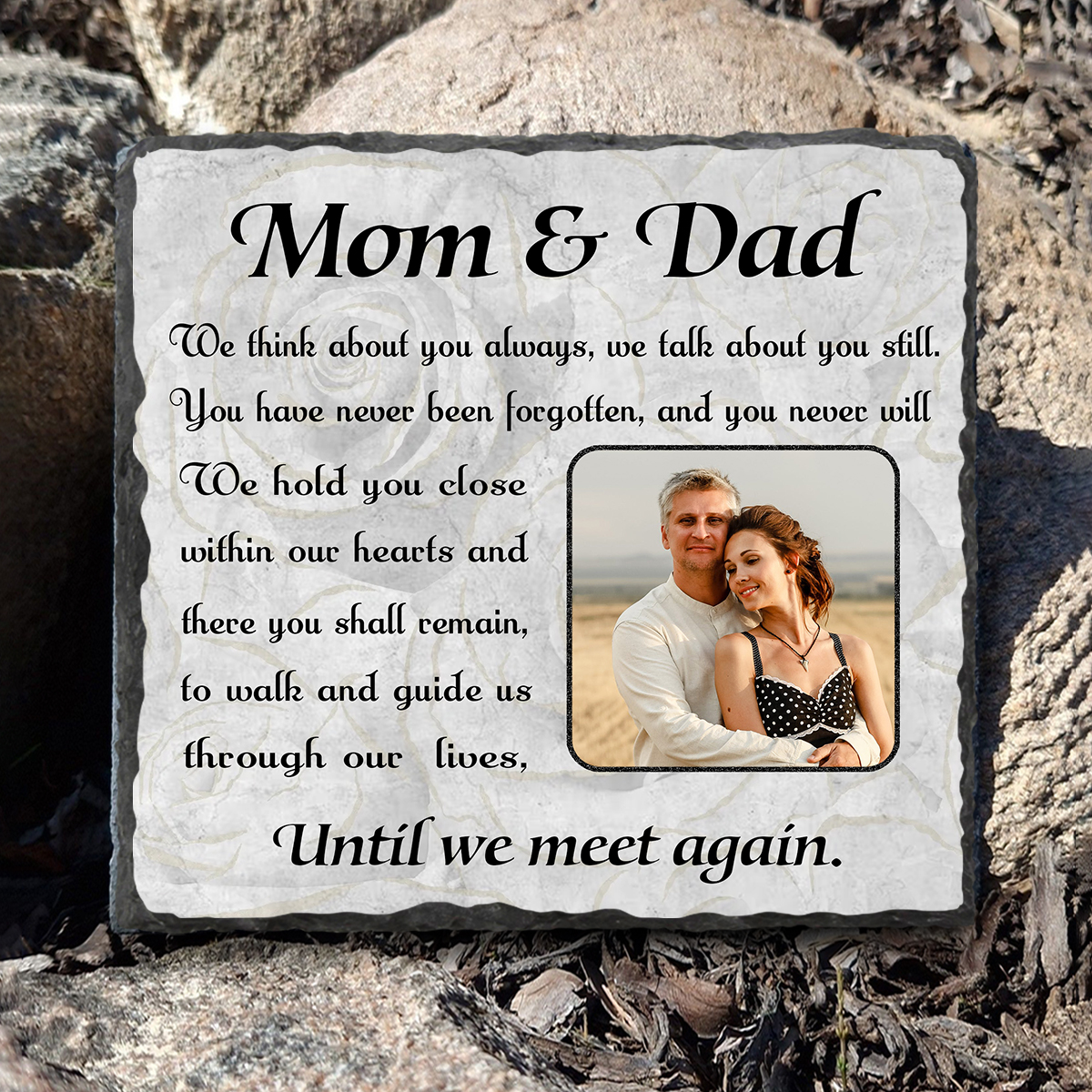 Mom And Dad Custom Photo Stone - Personalized Memorial Stone For Loss Of Mom and Dad - Gift For Someone Who Lost A Grandparent, Parent 1 Mom And Dad Custom Photo Stone - Personalized Memorial Stone For Loss Of Mom and Dad - Gift For Someone Who Lost A Grandparent, Parent
