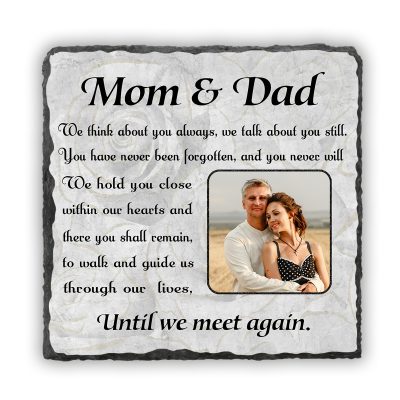 BEST SELLERS 76 Mom And Dad Custom Photo Stone - Personalized Memorial Stone For Loss Of Mom and Dad - Gift For Someone Who Lost A Grandparent, Parent
