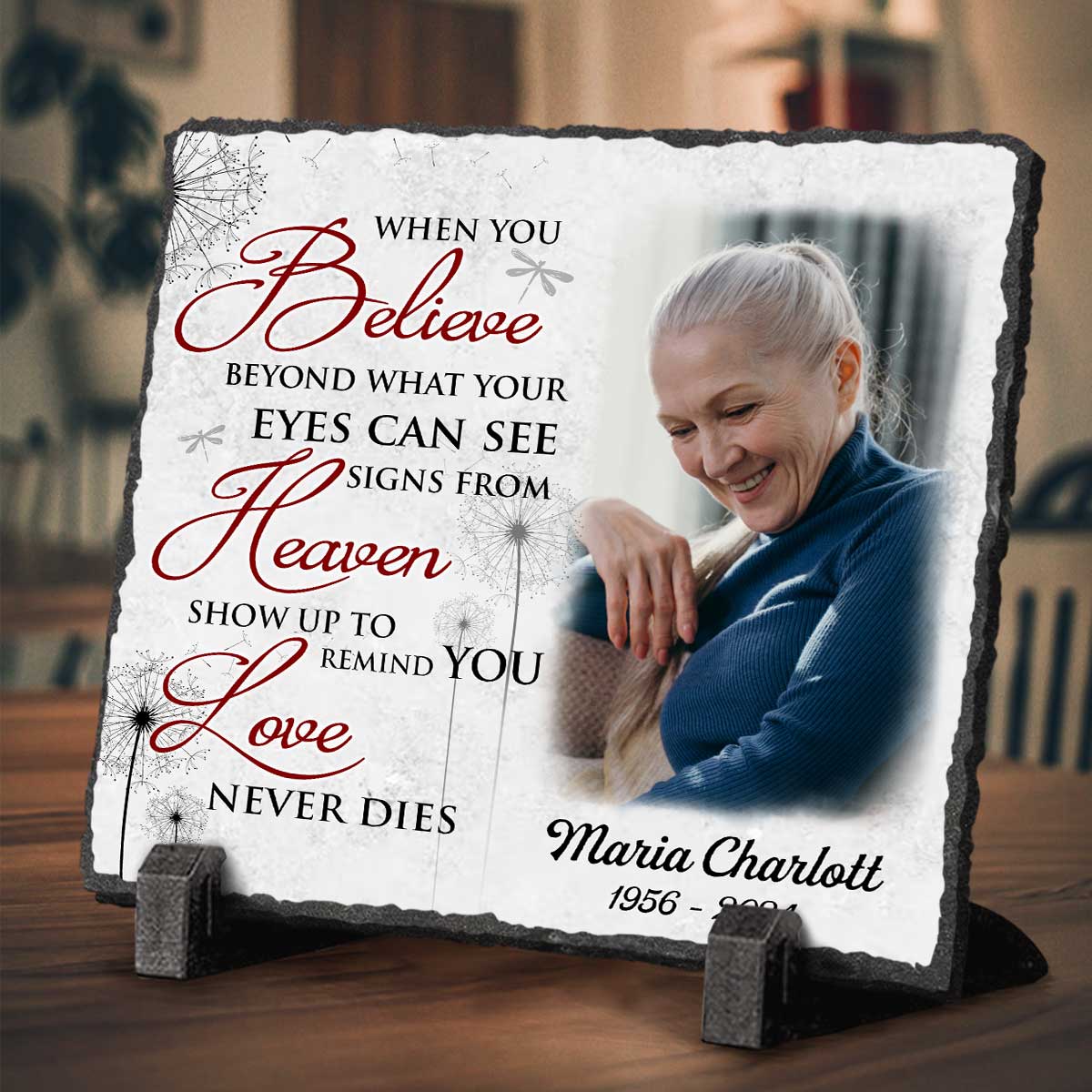 When You Believe Beyond What Your Eyes Can See - Customizable Memorial Plaque For Mom - Remembrance Gift