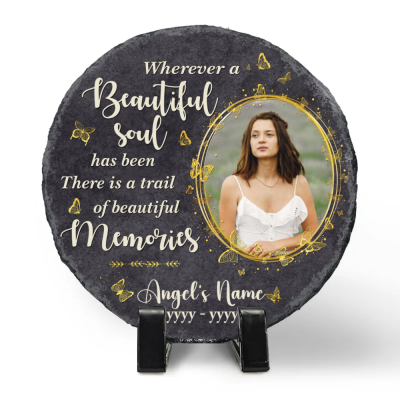 Custom Photo Stone For Loss Of Sister - Personalized Sister Memorial Stone - Sister Bereavement Gift