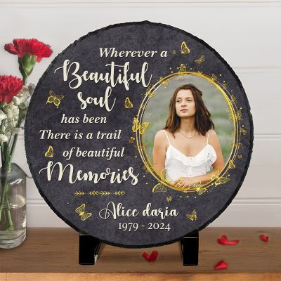 Custom Photo Stone For Loss Of Sister - Personalized Sister Memorial Stone - Sister Bereavement Gift