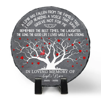 Custom Family Tree Memorial Stone - Personalized In Loving Memory Plaque - A Limb Has Fallen in Memory Gifts