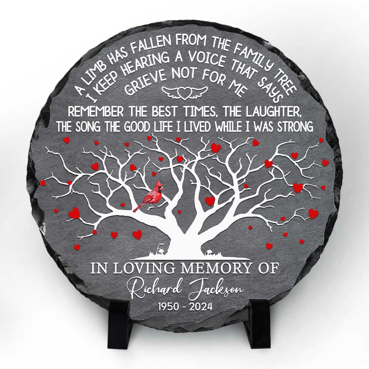 Custom Memorial Slate Stone - 7.4x7.4 Inch Personalized Remembrance Plaque For Outdoor Or Indoor Display