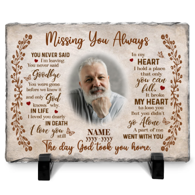 Missing You Always Custom Memorial Garden Photo Stone - Personalized Garden Stones In Memory Of A Loved One - Unique Bereavement Gifts