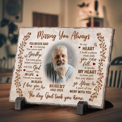 Missing You Always Custom Memorial Garden Photo Stone - Personalized Garden Stones In Memory Of A Loved One - Unique Bereavement Gifts