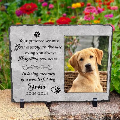 Your Presence We Miss Your Memory We Treasure Custom Headstone For Pet - Personalized Pet Cemetery Marker - Dog Death Sympathy Gifts